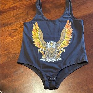 Black One Piece Body Shirt with Eagle Design